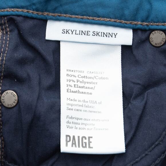 Paige Dark Wash Mid-Rise Skyline Skinny Jeans Size 26 - Picture 5 of 10
